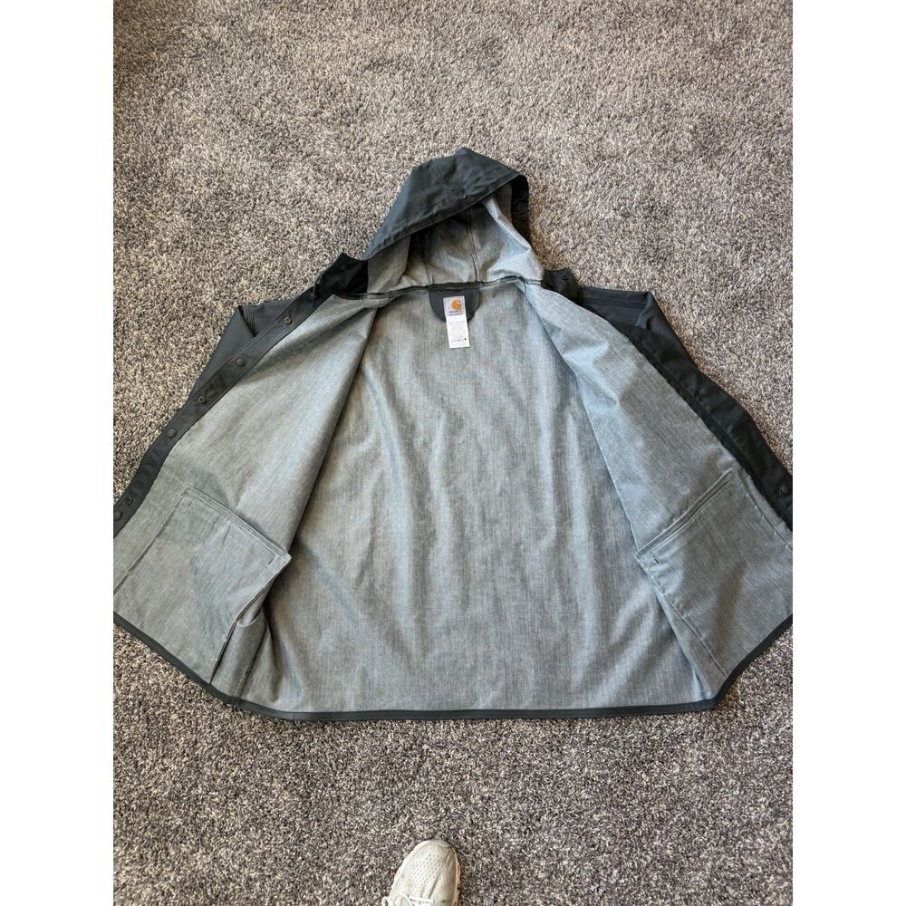 Carhartt Rain Jacket Mens size XL gray Mayne Coat Hooded PVC Waterproof - Picture 4 of 9